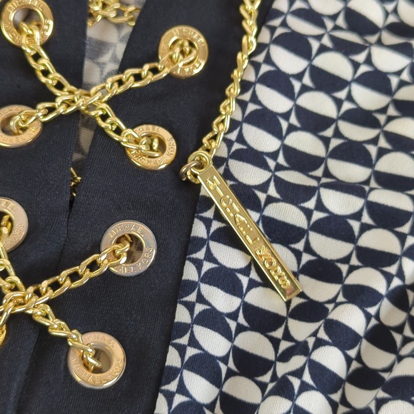 Michael Kors Black White Grommet Lace up Midi Dress - Picture 13 of 16